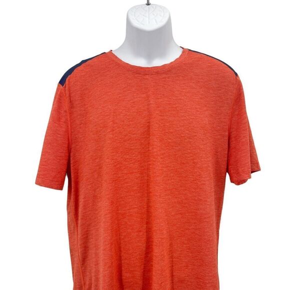 Lululemon Train and Gain Shirt Mens Large Orange Blue Crewneck Stretch Athletic - Picture 3 of 7
